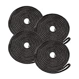 DC Cargo Marine-Grade Double-Braided Boat Dock Lines Dock Tie 3/8 X 15' (Pack of 4) Black Marine Rope Braided Nylon Docking Line with 12” Eyelet | Marine Rope for Boats | Boat Ropes for Docking