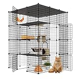 Eiiel Large Cat Cage Cat Playpen Detachable Metal Wire Indoor DIY Kennels Crate Large Exercise Place Ideal for 1-4 Cat