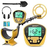 Metal Detector for Adults - Professional Gold and Silver Detector with LCD Display, High Accuracy Waterproof Pinpoint 5 Modes, 10' Coil Lightweight Metales Detectors Stem Adjustable to 60.2'