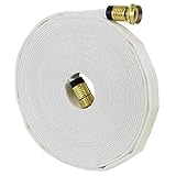 Garden Lay Flat Hose 5/8' x 50' Forestry Hose - (Garden Hose Couplings) - Service Pressure - 300 PSI - Made in the USA - White