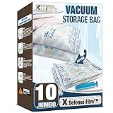 Vacuum Storage Bags, 10 Jumbo Space Saver Vacuum Seal Bags, Space Bags, Vacuum Sealer Bags for Clothes, Comforters, Blankets, Bedding (10J)