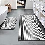 BSICPRO Bathroom Rugs and Mats Sets, 2 Piece Thick Absorbent Chenille Non Slip, Soft Shaggy Floor Mats, Machine Washable (20' x 47' Plus 16' x 24', Gray)