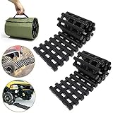 Reliancer 2PC Traction Tracks Mats TPR 31.5' L Tire Recovery Track Pad Roll Car Vehicle Tyre Traction Boards Tire Ladder Track Grabber Auto Emergency Traction Aid w/Bag for Off-Road Mud Snow Ice Sand