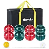 Aivalas Bocce Ball Set, 107mm Bocci Ball Set with 8 Resin Balls, Pallino, Measuring Tape, Carrying Bag, Bocce Balls Game for Outdoor Yard Backyard Lawn Beach(2-8 Players)