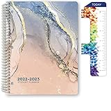Global Datebooks Dated Middle School or High School Student Planner for Academic Year 2022-2023 (Matrix Style - 8.5'x11' - Colorful Marble) - Includes Ruler/Bookmark and Planning Stickers