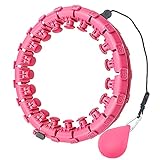 Hunmkno Smart Weighted Hoola Hoop for Adults and Kids Weight Loss - Adjustable 24 Detachable Knots - 2 in 1 Abdomen Fitness Massage Non-Fall Hoola Hoops (Pink)