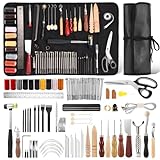 Nicpro 85PCS Leather Craft Tools Leather Working Tools Kit with Custom Storage Bag, Leather Making Craft Tools Beginner Kit for Cutting Punching Sewing Carving Stamping Leather Tooling Kit