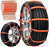 SAMULE Snow chains for Car/Suvs/Trucks/Pickups with 12PCS Reusable Snow Tire Chains Universal Car Tire Chains Emergency Anti Slip Adjustable Tire Chain for Snow, Rain, Sand, Mud