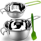 Double Boiler Pot Set for Melting Chocolate, Butter, Cheese, Caramel and Candy - 18/8 Steel Melting Pot, 2 Cup Capacity, Including The 1000ml and 600ml Capacity…