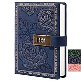 TIEFOSSI Journal with Lock for Women-Waterproof Leather Lockable Journal-B6 Refillable Password Diary with Lock-100gsm 224 Thick Paper - Personal Planner Organizer