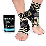 Copper Ankle Brace Support for Men & Women (Pair), Best Ankle Compression Sleeve Socks for Plantar Fasciitis, Sprained Ankle, Achilles Tendon, Swelling Pain Relief, Recovery, Sports, Running