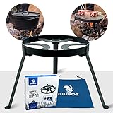 Diliboz Campfire Tripod/Stand for Dutch Oven 2.0 - Camping Open Fire Tripod Grill for Cooking in Cast Iron - Legs Lock in Place