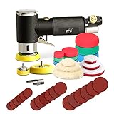 ZFE 1/2/3 Inch Random Orbital Air Sander, Mini Pneumatic Sander for Auto Body Work, High Speed Air Powered Polisher with 15 Polishing Buffing Pads,18 Sandpapers