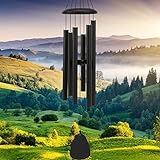 FSVGYY Wind-Chimes-Outdoor-Large-Decor, Deep Tone Soothing Melodic Tones Windchimes, Wind Chimes for Outside, Memorial Wind Chimes Best Gift for Mom Women Grandma Neighbors（32' Black Coated Aluminum）