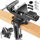 Dual-Purpose Combined Universal Vise 360° Swivel Base Work, Bench Vise or Table Vise Clamp-On with Quick Adjustment, 3.3' Movable Home Vice for Woodworking