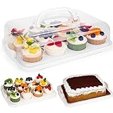 VGOODALL Cake Carrier with Lid, Cake Holder Cupcake Container for 12 Cupcakes 2 in 1 Portable Dessert Container for Cake Pie Muffin Cobbler