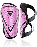 Shin Guards Soccer Kids Youth, CE Certified Airsfish Shin Pads Protection Gear for 2-18 Years Old Boys Girls Teenagers High Impact Resistant Breathable Comfortable 1 Pair 4 Sizes (X-Small, Pink)