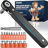 Right Angle Screwdriver Mens Gifts - 90 Degree Offset Ratcheting Screwdriver Pocket Mini Low Profile Ratchet Wrench Bit Socket Set for Tight Space Cool Gadgets EDC Gear Tool Stocking Stuffers for Men