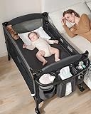 AirClub Baby 4 in 1 Bassinet Bedside Sleeper, Baby Bedside Crib Sleeper, Playard, Portable Diaper Changing Table, Baby Bassinet for Newborn Baby