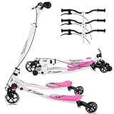 Swing Wiggle Scooter for Kids Ages 3-10, 3 Wheel Foldable Self-Propelling Drifting Scooter with 3-Level Adjustable Height Handlebar Kick Slicker Speeder for Boys and Girls