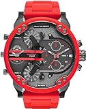Diesel Men's 57mm Mr. Daddy 2.0 Quartz Stainless Steel and Silicone Chronograph Watch, Color: Gunmetal, Red (Model: DZ7370)
