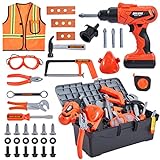 CELETOY Kids Tool Set ,Toddler Tool Set with Tool Box and Electronic Toy Prower Drill , Realistic 38pcs Construction Kit Playset Accessories ,Pretend Play Kids Tools for Boys Girls Ages