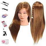Mannequin Head, Beauty Star 20 Inch Long Gold Hair Cosmetology Mannequin Manikin Training Head Model Hairdressing Styling Practice Training Doll Heads with Table Clamp and Hair Styling Kit