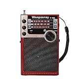 Wenpzeray Y-706 Portable Pocket Radio AM FM SW Band Compact Receiver Battery Operated Transistor with Good Loud Sound Speaker Support USB/TF Card Play Headphone Jack for Indoor Outdoor Emergency (Red)