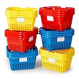 Boley Mini Shopping Basket Set - Colorful Plastic Shopping Baskets with Handle - Kids Party Favors, Classroom Supplies, or Craft Room Storage for Ages 3+