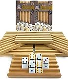 Matty's Toy Stop Deluxe Solid Wood Domino Trays (4 Count) Game Bundle - 2 Pack (8 Trays Total)