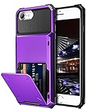 Vofolen for iPhone 6s Case iPhone 8 Wallet iPhone SE 2020 Case Credit Card Holder ID Slot Pocket Dual Layer Protective Bumper Rugged TPU Rubber Armor Hard Shell Cover for iPhone 6 6s 7 8 SE2 (Purple)