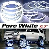 17.5' Double Row Wheel Lights Pure White Cold White Color Strobe Rim Flashing LED Breath Rings 4PCS Set For Truck Car IP68Waterproof Easy Intallation