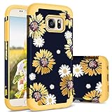 Galaxy S7 Case,Samsung S7 Case,Casewind Samsung Galaxy S7 Case Sunflower Daisy Shiny Slim Hard PC Soft Silicone 2 in 1 Hybrid Protection Shockproof Anti-Scratch Rugged Bumper Phone Case for S7,Yellow