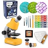HYRENEE Microscope for Kids - Up to 40-1200x Zoom,STEM Kit with Microscope,Prepared Slides, Built-in LED Light and Configured Various Operating Tools, Science Microscope Kit for Kids 5-7 8-12