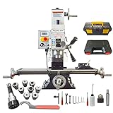 INTBUYING Milling Drilling Machine R8 Mini Benchtop Mill/Drill Machine 7'X27' Micro Milling Machine 1100W 20-2250rpm Variable Speed with Accessory R8 Tapper and Bench Clamp 110V