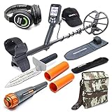 Nokta Simplex Submersible Metal Detector with Wireless Headphones, Waterproof Pinpointer, Premium Digger, and Camo Finds Pouch