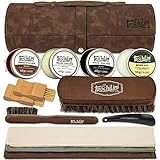 TROCHILINI Shoe Shine Kit - 12PC Set w/Leather Shoe Polish Kit, Mink Oil, Brushes and More for Gentle Care and Cleaning