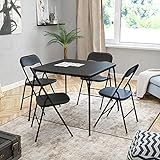 EMMA + OLIVER 5 Piece Black Folding Game Room Card Table and Chair Set