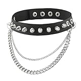 HZMAN Fashion Women Men Cool Punk Goth Metal Spike Studded Link Leather Collar Choker Necklace