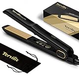 Terviiix Hair Straightener, Anti-Static Tourmaline Ceramic Flat Iron, Non-Snagging Straightening Irons for All Hair Types, 100-240V Worldwide Voltage for Travel, Evenly Fast Heating, Auto Off, 1''