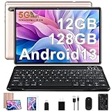 FACETEL Tablet Android 13 Octa-Core 2.0 GHz Tablet 10 inch Latest Tablets with 12GB RAM 128GB ROM, 5G WiFi | 6000mAh | HD IPS | Bluetooth 5.0 | 1280 * 800 | 5+8 MP | Tablet with Keyboard Mouse - Rose