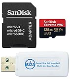 SanDisk Extreme Pro 128GB V30 A2 MicroSDXC Memory Card for DJI Works with Mavic Air 2 Drone 4K UHD U3 Bundle with (1) Everything But Stromboli MicroSD Card Reader