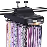 Aniva Motorized Tie Rack Best Closet Organizer with LED Lights, Automatic Rotation Operates with Batteries (64 Ties)