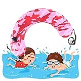 Inflatable Swim Trainer for Kids Adults: GEMGO Portable Swim Floating Belt Built-in Pump - Multifunctional U Shaped Travel Neck Waist Pillow,Pool Floatation Swim Belt for Beginner (Red)