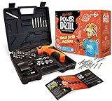 My First Power Drill Set - Real Cordless Drill for Boys and Girls - Lightweight, LED Light, Child Size Kit, Carrying Case, Includes Bits, Charger, 5 Year Warranty