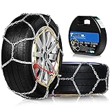 FLYSWAN Snow Tire Chains for Car SUV Pickup Trucks, Choose Your Size from The Picture, Set of 2 - KN130