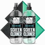 Calyptus Screen Cleaner Spray Kit | (2X) 4oz Sprayer Bottles + (4X) Microfiber Cleaning Cloth | Alcohol Free | Phone, Laptop, TV Screen, iPad, iPhone, MacBook Pro, Computer Monitor, Car Touch Screen