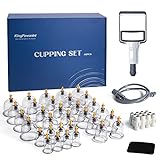 KingPavonini Cupping Set with Pump, Cupping Therapy Set Acupoint Massage Kit Professional Chinese Vacuum Suction Cups with Magnetic for Body Massage Pain Relief (32 Cups)