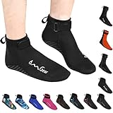 Water Socks Neoprene Socks Beach Booties Shoes 3mm Glued Blind Stitched Anti-Slip Wetsuit Boots Fin Swim Socks for Water Sports Outdoor Activities Home Slippers(3mm Low Cut/Black,S)