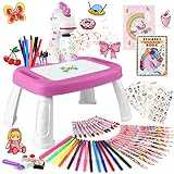 wakeInsa Drawing Projector,Arts and Crafts for Kids,Include Drawing Board,Crayons,Coloring Book,Stickers etc,Girls Unicorns Toy,Toddler Learning Toys,Unicorns Gifts for Girls,Toys for 3+ Years Old